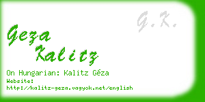 geza kalitz business card